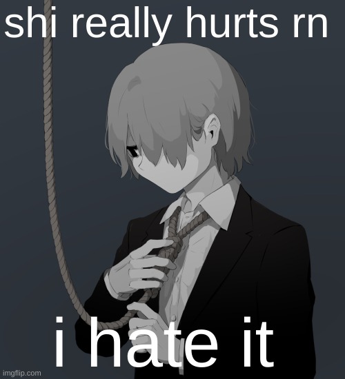Avogado6 depression | shi really hurts rn; i hate it | image tagged in avogado6 depression | made w/ Imgflip meme maker
