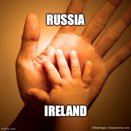 hand | RUSSIA; IRELAND | image tagged in epic handshake,country | made w/ Imgflip meme maker