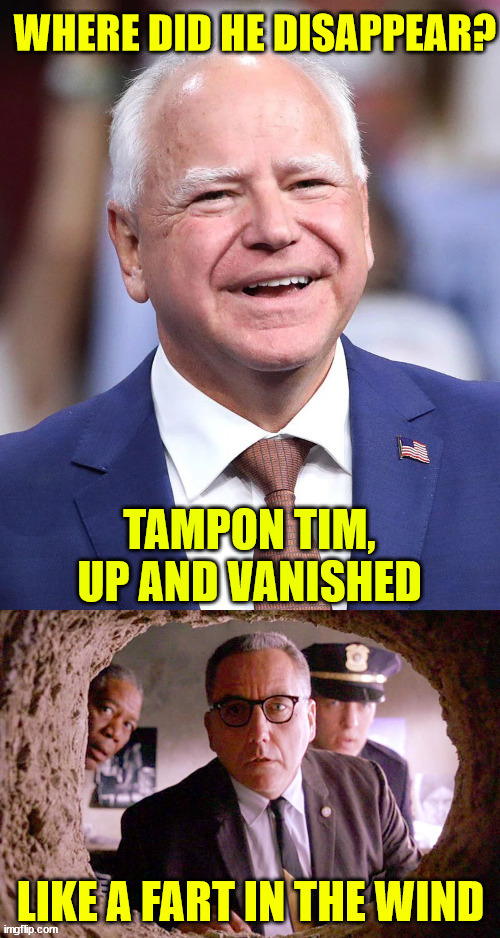 After this election he's gone.. | WHERE DID HE DISAPPEAR? | image tagged in tim walz,tim who | made w/ Imgflip meme maker