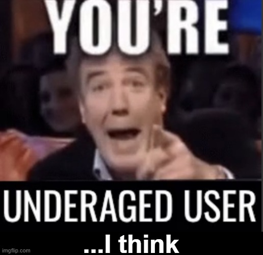 ...I think | image tagged in you re underage user | made w/ Imgflip meme maker