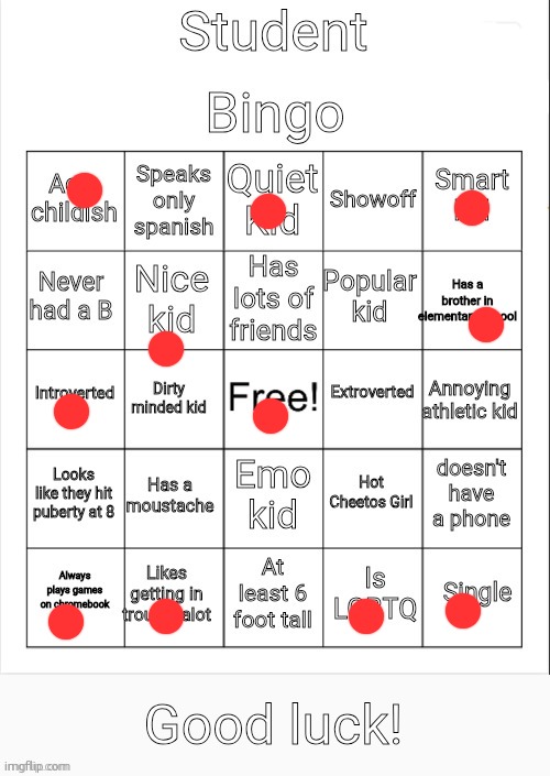 Student Bingo | image tagged in student bingo | made w/ Imgflip meme maker