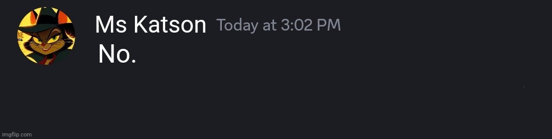 TimeZone:Ms Katson Discord Comment | No. | image tagged in timezone ms katson discord comment | made w/ Imgflip meme maker