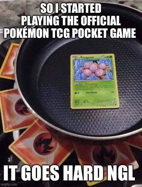 pokémon cooking | SO I STARTED PLAYING THE OFFICIAL POKÉMON TCG POCKET GAME; IT GOES HARD NGL | image tagged in pok mon cooking | made w/ Imgflip meme maker