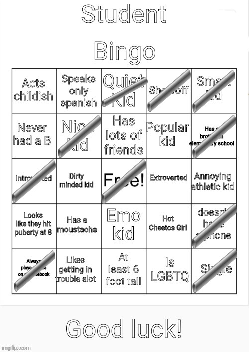 nahhh this is bad | image tagged in student bingo,skol | made w/ Imgflip meme maker