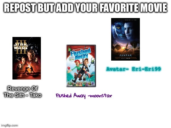 My favorite movie is added | Avatar- Eri-Eri99 | image tagged in repost | made w/ Imgflip meme maker