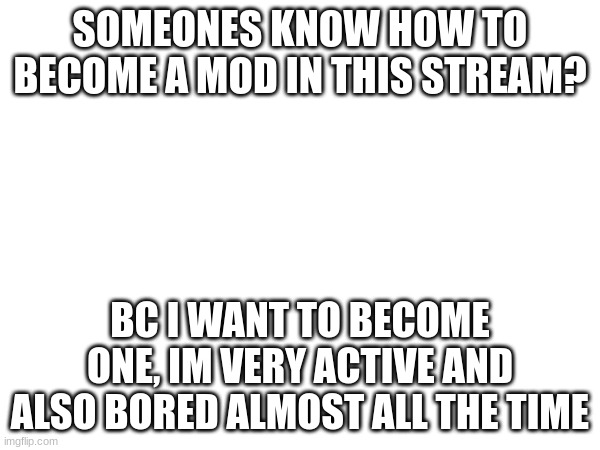 SOMEONES KNOW HOW TO BECOME A MOD IN THIS STREAM? BC I WANT TO BECOME ONE, IM VERY ACTIVE AND ALSO BORED ALMOST ALL THE TIME | image tagged in undertale,become a mod | made w/ Imgflip meme maker