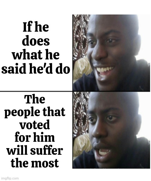 Sad But True | If he does what he said he'd do; The people that voted for him will suffer the most | image tagged in memes,drake hotline bling,maga,conservative hypocrisy,lock him up,trump lies | made w/ Imgflip meme maker