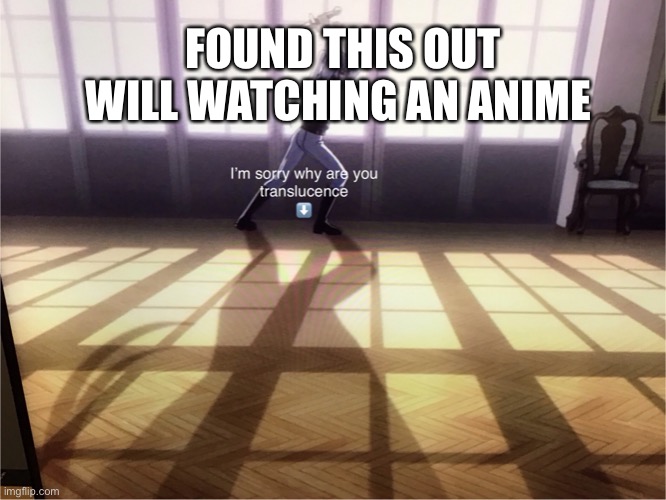 Why is translucent | FOUND THIS OUT WILL WATCHING AN ANIME | image tagged in memes | made w/ Imgflip meme maker