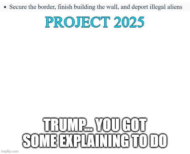 WHAT IS THIS!?? | PROJECT 2025; TRUMP... YOU GOT SOME EXPLAINING TO DO | image tagged in political meme,politics | made w/ Imgflip meme maker