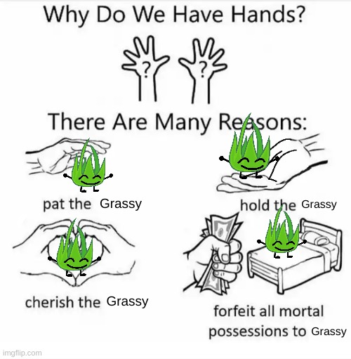 Grassy Grassy Grassy Grassy | image tagged in why do we have hands all blank | made w/ Imgflip meme maker