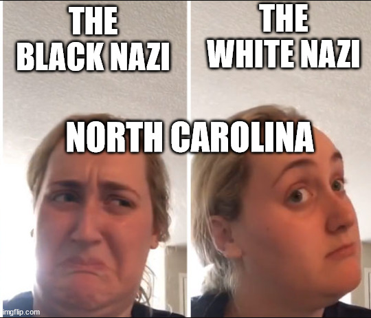 North Carolina Voters | THE WHITE NAZI; THE BLACK NAZI; NORTH CAROLINA | image tagged in kombucha girl | made w/ Imgflip meme maker