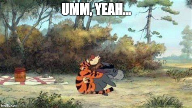 Tigger and Eyeore | UMM, YEAH... | image tagged in cartoon,sus | made w/ Imgflip meme maker