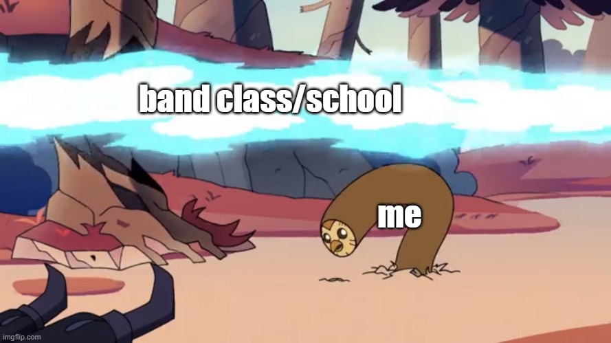 Dodging Hooty The Owl House | band class/school; me | image tagged in dodging hooty the owl house | made w/ Imgflip meme maker