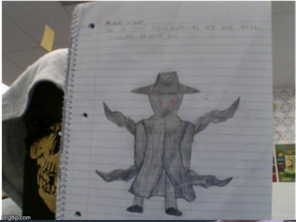 ight this is the man in the hat for corrupted verse (this also kind of a face reveal but I'm wear a mask) | image tagged in drawing,au,undertale,corrupted verse | made w/ Imgflip meme maker