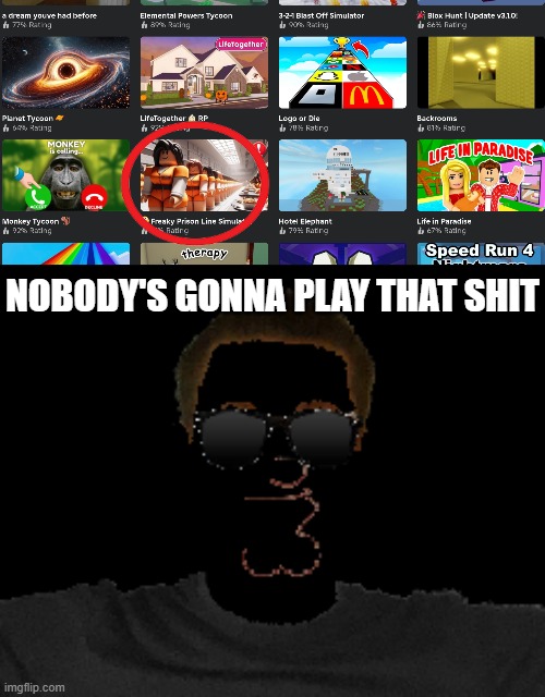 NOBODY'S GONNA PLAY THAT SHIT | made w/ Imgflip meme maker