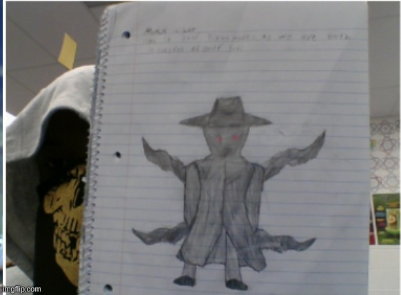 ight this is the man in the hat for corrupted verse (this also kind of a face reveal but I'm wear a mask) | image tagged in drawing,undertale,au,corrupted verse | made w/ Imgflip meme maker