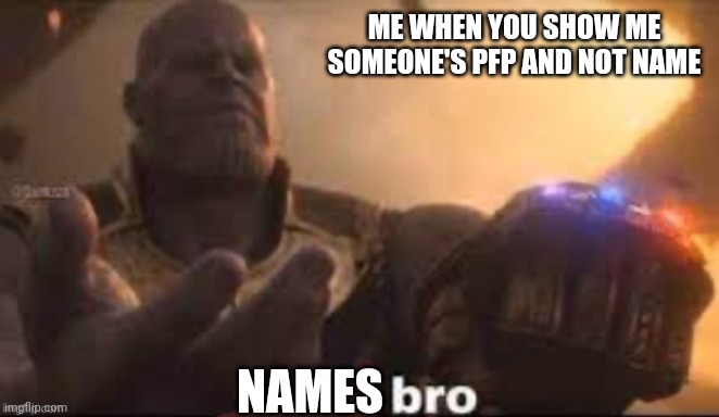 Nice profile picture, but who are we talking about? | ME WHEN YOU SHOW ME SOMEONE'S PFP AND NOT NAME; NAMES | image tagged in x bro,profile picture | made w/ Imgflip meme maker