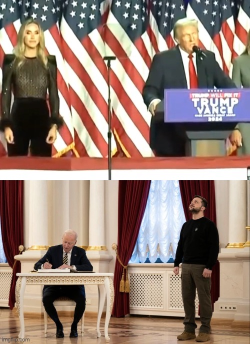 Two similar political meme templates | image tagged in trump 2024 election awkward stand | made w/ Imgflip meme maker