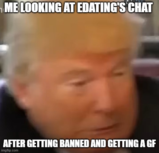 Trump was right on this | ME LOOKING AT EDATING'S CHAT; AFTER GETTING BANNED AND GETTING A GF | image tagged in trump disgusted,donald trump,edating,discord | made w/ Imgflip meme maker