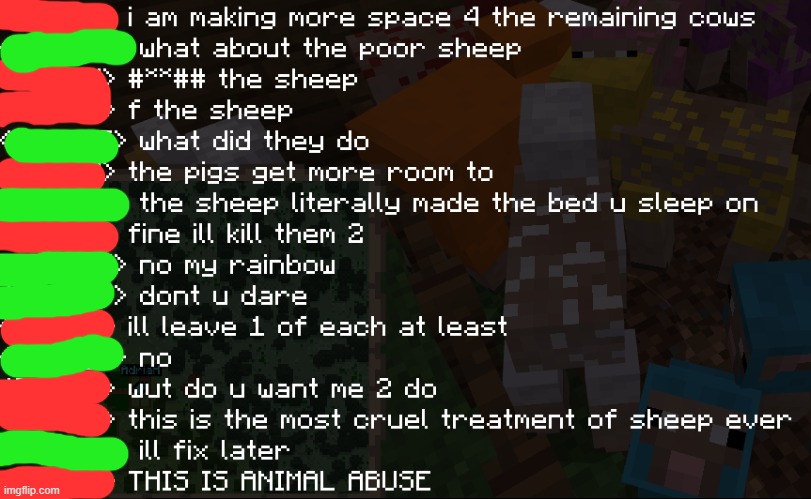 The red is me | image tagged in minecraft,sheep,farm animals | made w/ Imgflip meme maker