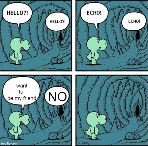 echo | want to 
be my friend; NO | image tagged in echo | made w/ Imgflip meme maker