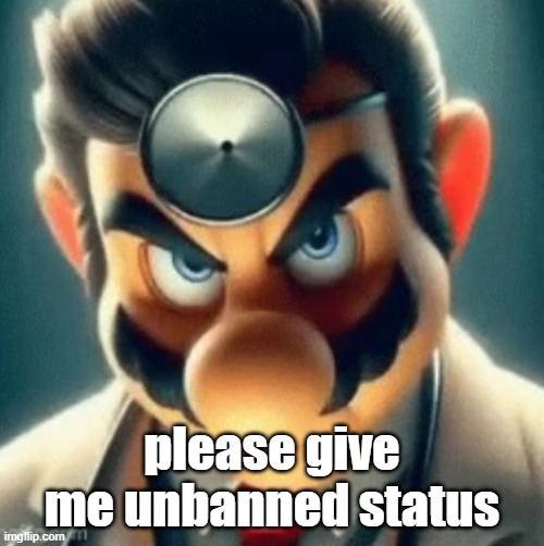 OWNERS! UNBAN MY MAIN AND MY LIFE IS YOURS!!! | please give me unbanned status | image tagged in prowler dr mario | made w/ Imgflip meme maker