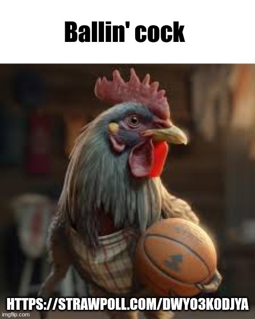 Ballin' cock | HTTPS://STRAWPOLL.COM/DWYO3K0DJYA | image tagged in ballin' cock | made w/ Imgflip meme maker