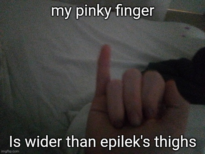 my pinky finger; Is wider than epilek's thighs | made w/ Imgflip meme maker