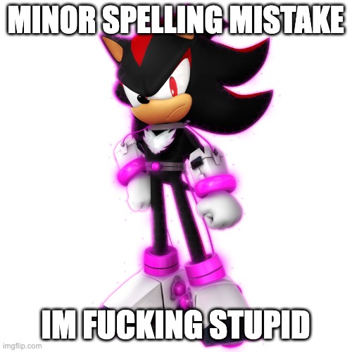 Future Shadow | MINOR SPELLING MISTAKE IM FUCKING STUPID | image tagged in future shadow | made w/ Imgflip meme maker