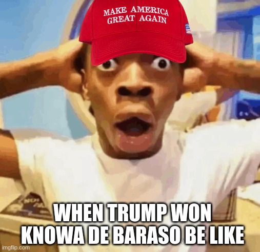 Knowa de Baraso meme | WHEN TRUMP WON KNOWA DE BARASO BE LIKE | image tagged in memes,donald trump,black kid,democrats,liberals | made w/ Imgflip meme maker