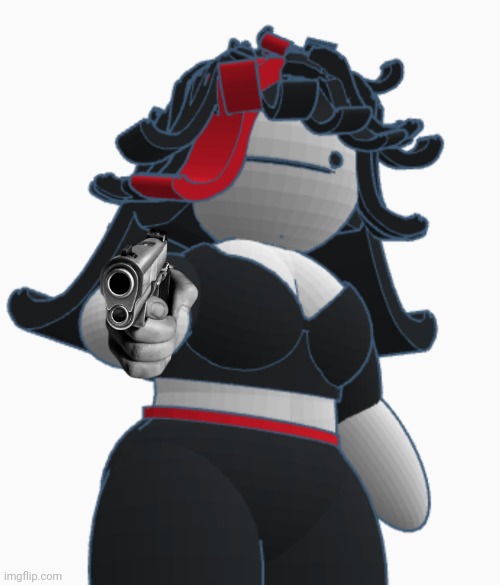 Claire pointing gun Blank Meme Template