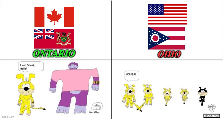 Ontario vs. Ohio | ONTARIO; OHIO | image tagged in ontario,canada,bring the base mark 8 golf to north america | made w/ Imgflip meme maker