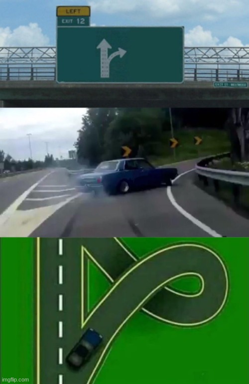 Highway exit 12 Loop | image tagged in highway exit 12 loop | made w/ Imgflip meme maker