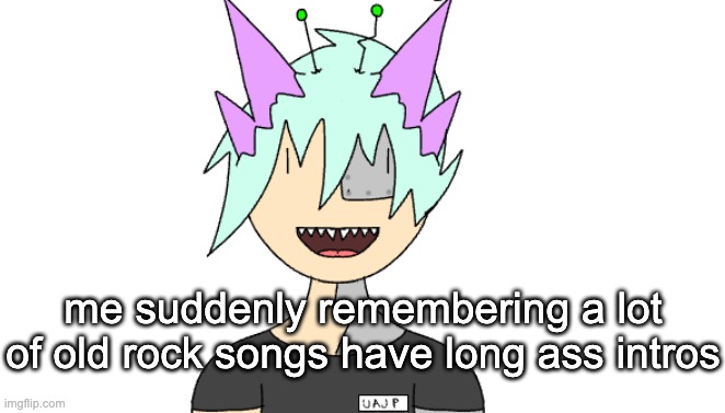 WHY IS WAR PIGS SEVEN MINUTES WHAT THE FUCK | me suddenly remembering a lot of old rock songs have long ass intros | image tagged in radioactivian stare | made w/ Imgflip meme maker