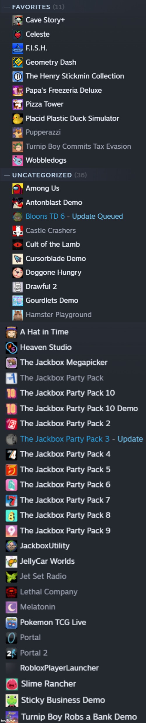 here's my steam library because why not | made w/ Imgflip meme maker