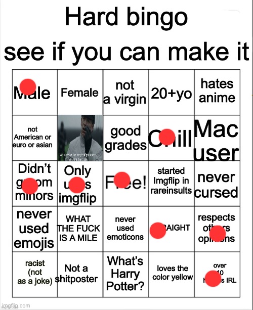 Hard Bingo by OwU | image tagged in hard bingo by owu | made w/ Imgflip meme maker