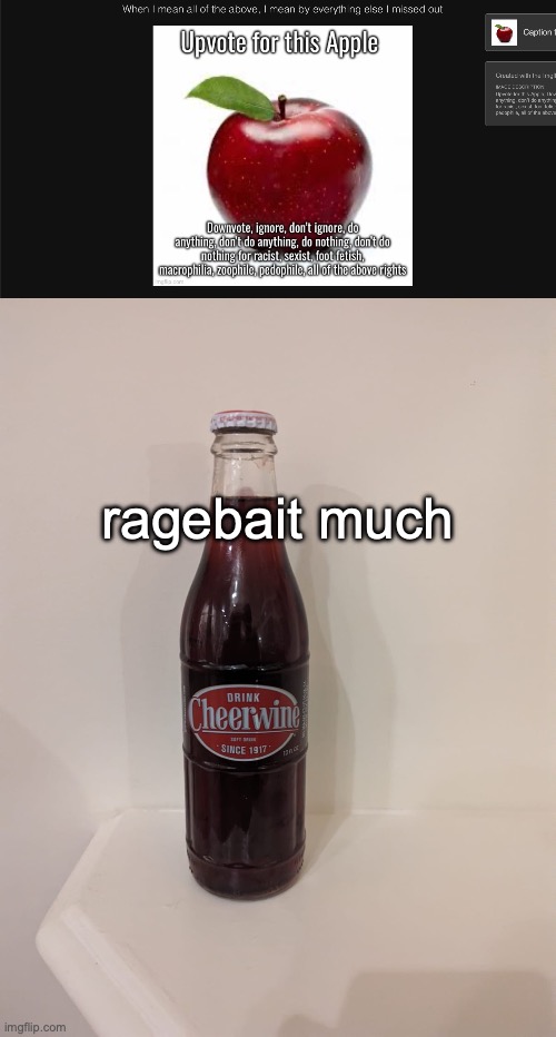 ragebait much | image tagged in cheerwine | made w/ Imgflip meme maker