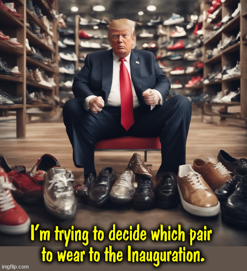 I'm trying to decide which pair 
to wear to the Inauguration. | image tagged in trump,sneakers,shoe,salesman,inauguration,trump inauguration | made w/ Imgflip meme maker