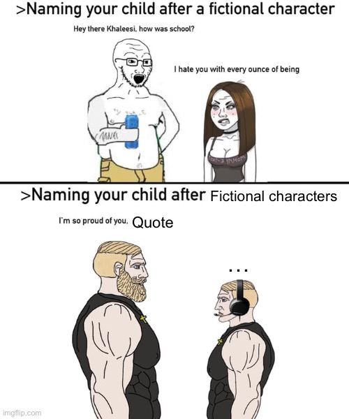 Naming your child after | Fictional characters; Quote; … | image tagged in naming your child after | made w/ Imgflip meme maker