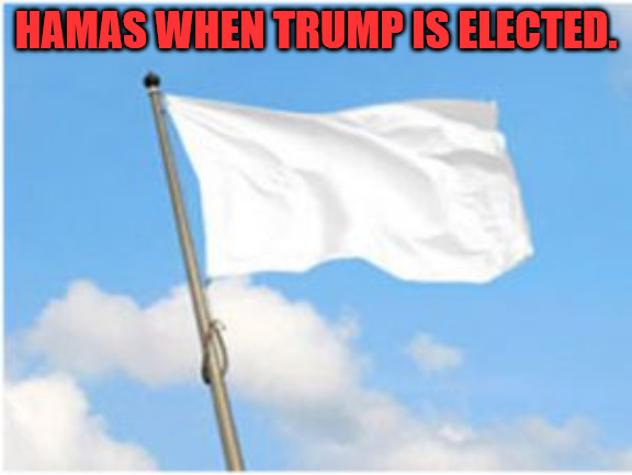 White Flag Hamas | HAMAS WHEN TRUMP IS ELECTED. | image tagged in white flag | made w/ Imgflip meme maker