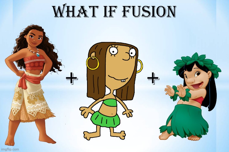 What if Moana + Lu + Moana (Triple Fusion) The Island Princesses | image tagged in what if this character fuses 2,lilo and stitch,moana,mike lu and og,hawaiian,island princess | made w/ Imgflip meme maker