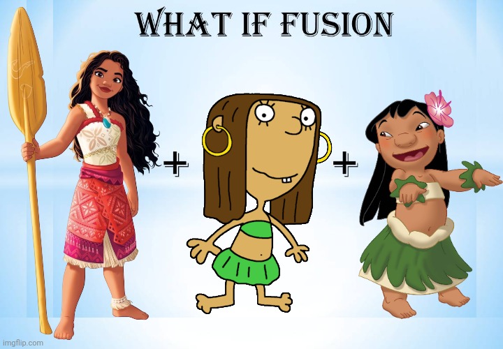 What if Moana + Lu + Moana (Triple Fusion) The Island Princesses | image tagged in what if this character fuses 2,moana,mike lu and og,lilo and stitch,hawaiian,island princess | made w/ Imgflip meme maker