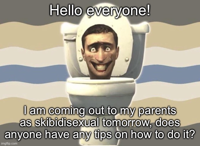 Hello everyone! I am coming out to my parents as skibidisexual tomorrow, does anyone have any tips on how to do it? | image tagged in coming out | made w/ Imgflip meme maker