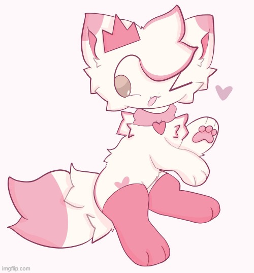 Pink (Art credit: kxzu69) | image tagged in cat,meow,furry,cute,wholesome | made w/ Imgflip meme maker