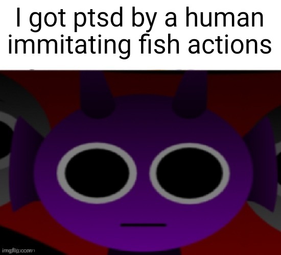 Durple Stare at you (without text) | I got ptsd by a human immitating fish actions | image tagged in durple stare at you without text | made w/ Imgflip meme maker