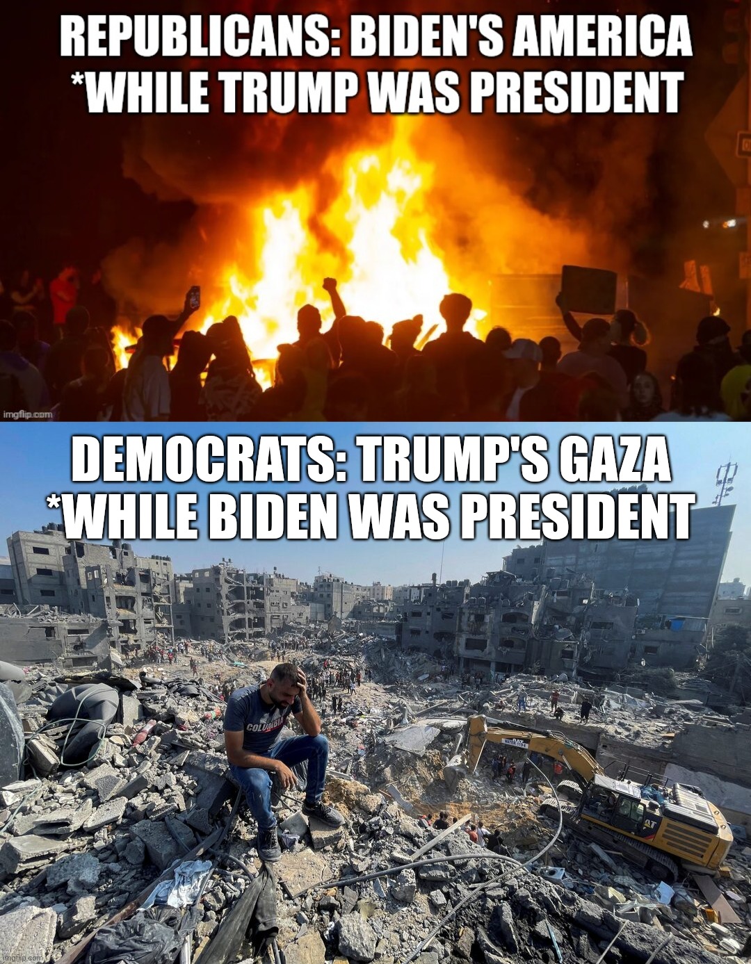 *WHILE BIDEN WAS PRESIDENT; DEMOCRATS: TRUMP'S GAZA | image tagged in gaza,biden,kamala harris,trump | made w/ Imgflip meme maker