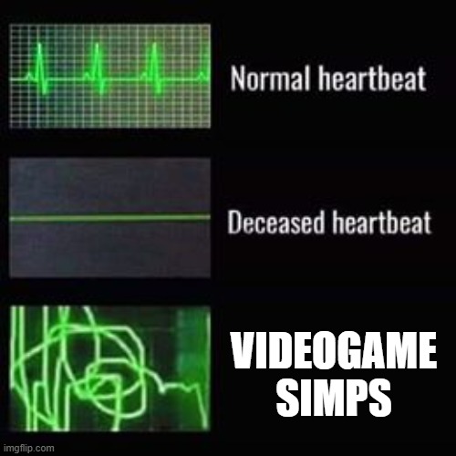 heartbeat rate | VIDEOGAME SIMPS | image tagged in heartbeat rate | made w/ Imgflip meme maker