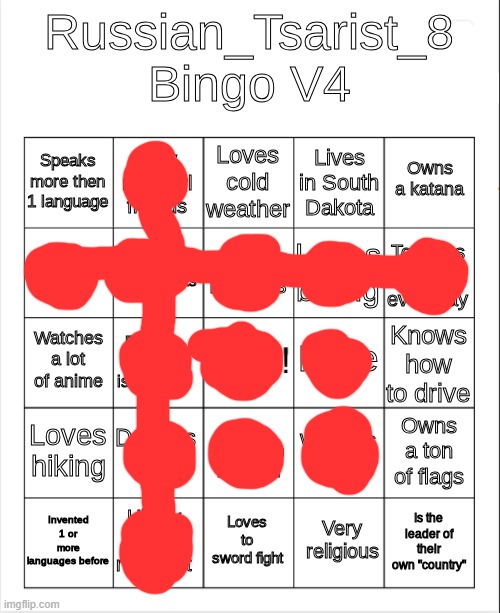 I saw this and got a double bingo | image tagged in russian_tsarist_8 bingo v4 | made w/ Imgflip meme maker