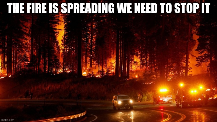 THE FIRE IS SPREADING WE NEED TO STOP IT | made w/ Imgflip meme maker