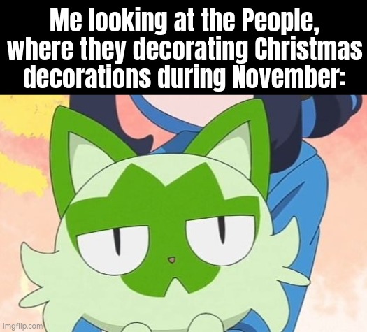 *Sigh* Those People... | Me looking at the People, where they decorating Christmas decorations during November: | image tagged in looking,christmas decorations | made w/ Imgflip meme maker